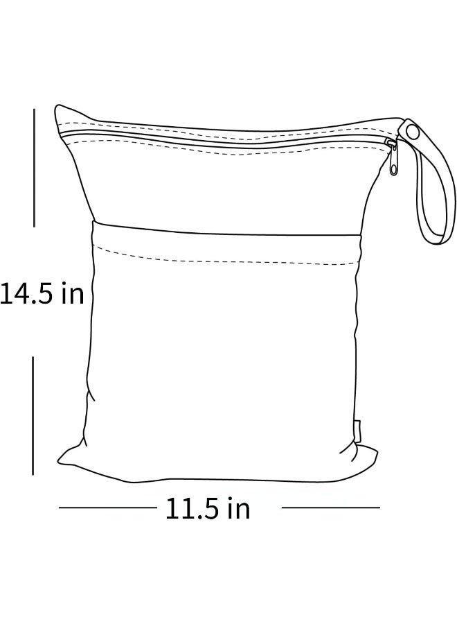 ALVABABY 2pcs Cloth Diaper Wet Dry Bags Waterproof Reusable with Two Zippered Pockets Travel Beach Pool Daycare Soiled Baby Items Yoga Gym Bag for Swimsuits or Wet Clothes - Image 5