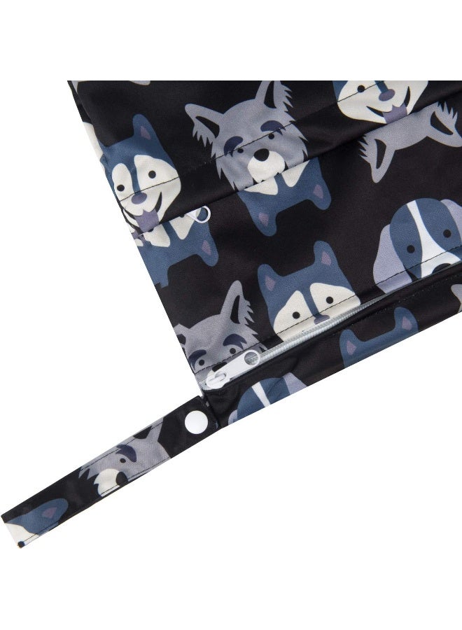 ALVABABY 2pcs Cloth Diaper Wet Dry Bags Waterproof Reusable with Two Zippered Pockets Travel Beach Pool Daycare Soiled Baby Items Yoga Gym Bag for Swimsuits or Wet Clothes - Image 3