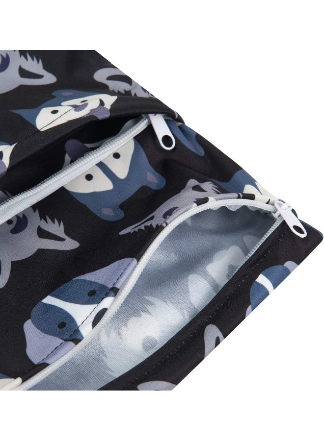 ALVABABY 2pcs Cloth Diaper Wet Dry Bags Waterproof Reusable with Two Zippered Pockets Travel Beach Pool Daycare Soiled Baby Items Yoga Gym Bag for Swimsuits or Wet Clothes - Image 4