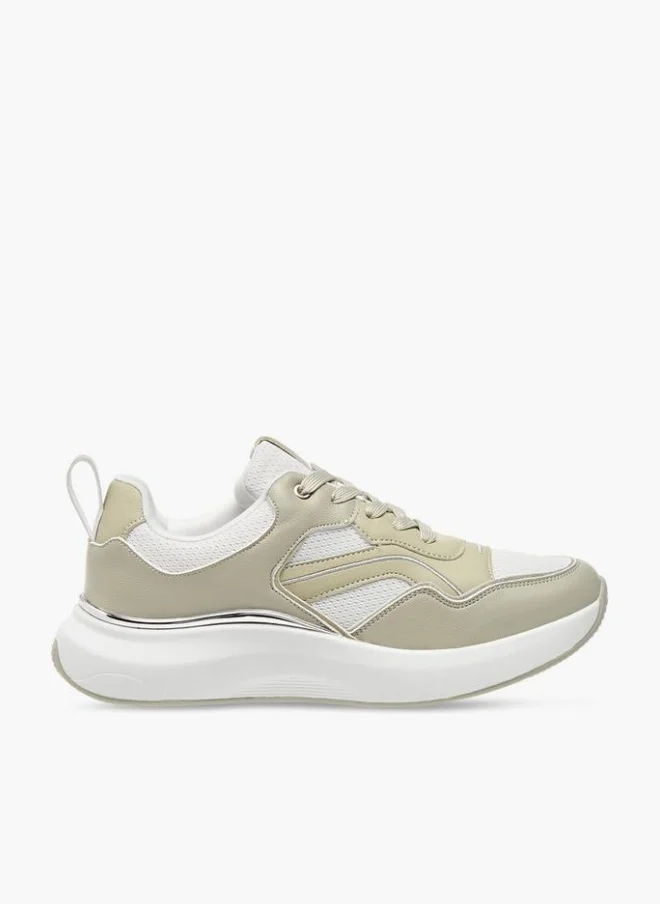 Flora Bella Panelled Ankle Sneakers With Lace-Up Closure