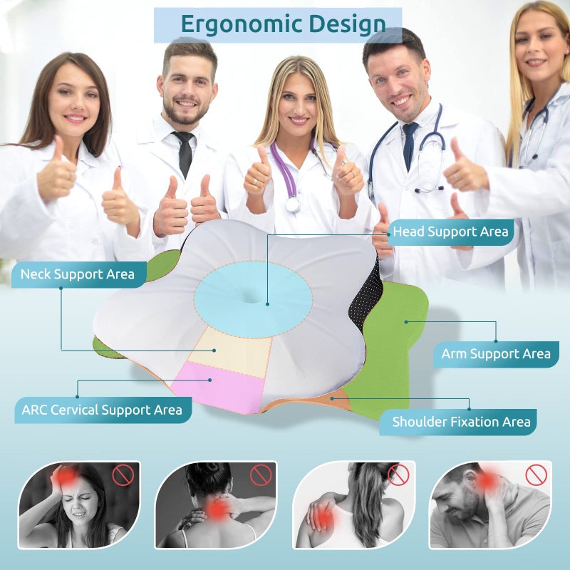 DONAMA Cervical Pillow for Neck Pain Relief,Contour Memory Foam Pillow,Ergonomic Orthopedic Neck Support Pillows for Side,Back and Stomach Sleepers with Breathable Pillowcase-Black - Image 2