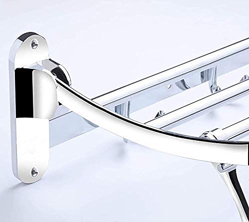 HOMAVA Homava Stainless Steel Chrome Finish Folding Towel Rack 2 Ft 60 X 25 X 13 cm Silver  - Image 2