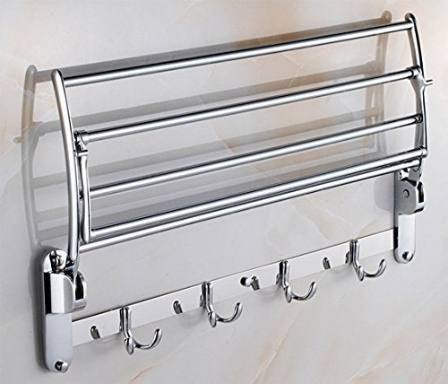 HOMAVA Homava Stainless Steel Chrome Finish Folding Towel Rack 2 Ft 60 X 25 X 13 cm Silver  - Image 5