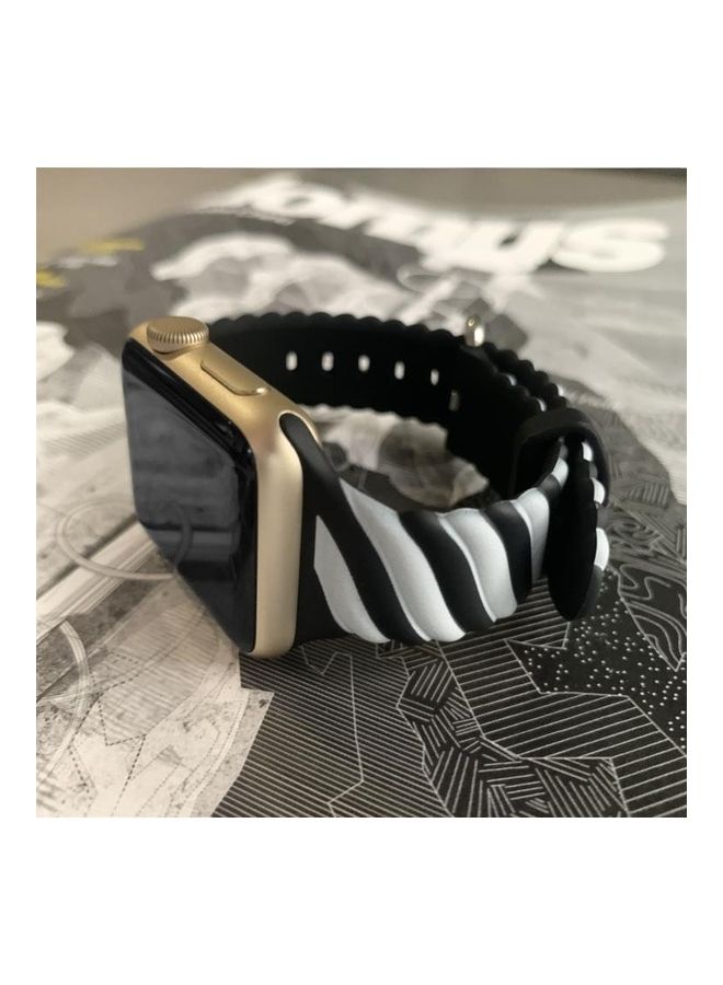 NIBEMINENT Two-Colour Twist Silicone Replacement Strap Watchband For Apple Watch Series 1/2/3/4/5/6/7/SE 42-44-45mm Macaron Green/White - Image 5