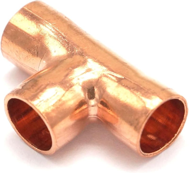 Copper End Feed Equal Tee 14mm x 0.8mm Pipe Adapter For AC Refrigeration Water Heater - Image 3