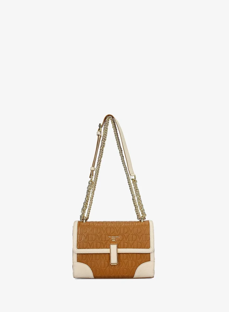 Da Milano Da Milano Women's Monogram Patterned Leather Shoulder Handbag - Caramel (LB-00288B)