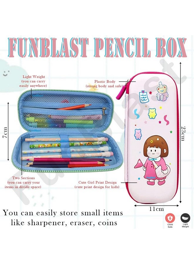 فنبلاست حقيبة أقلام فن بلاست إيفا للأطفال، حافظة أقلام متعددة الاستخدامات بسحاب، صندوق أقلام للأولاد، حقيبة أقلام، منظم أدوات مكتبية للأطفال، حافظة أقلام قماشية صلبة ثلاثية الأبعاد بتصميم فتاة لطيفة (متعددة الألوان) - Image 3