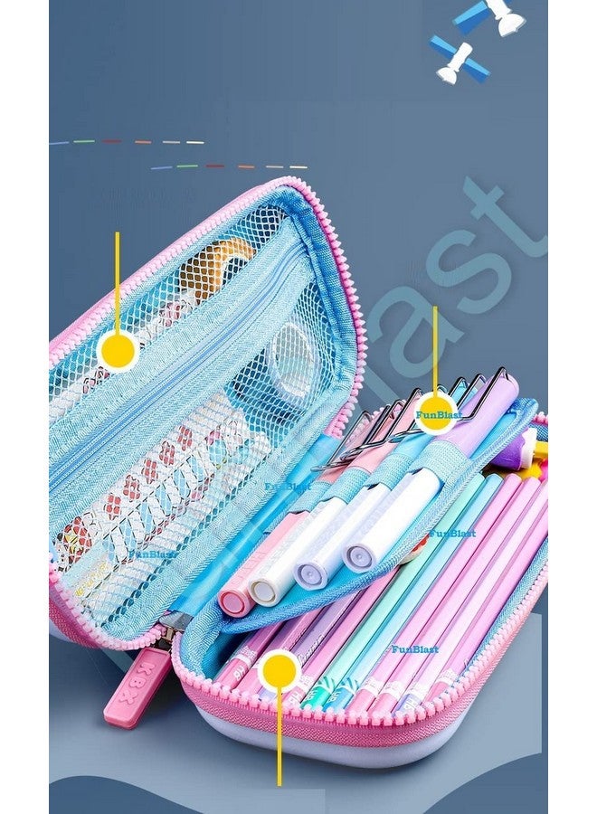فنبلاست حقيبة أقلام فن بلاست إيفا للأطفال، حافظة أقلام متعددة الاستخدامات بسحاب، صندوق أقلام للأولاد، حقيبة أقلام، منظم أدوات مكتبية للأطفال، حافظة أقلام قماشية صلبة ثلاثية الأبعاد بتصميم فتاة لطيفة (متعددة الألوان) - Image 5