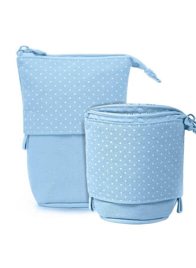 Storite Standing Up Pencil Case Stationery Items for Girls and Boys Canvas Bags Pen Pencil Pouch Case for School College & Office,Cute Stationary Box Organizer for Daily Use,Gifts for Kids - Blue - Image 1