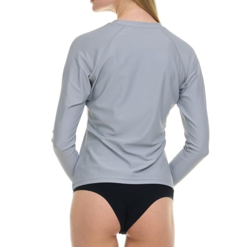 Hurley حارس راش هيرلي للنساء، قمصان حارس راش بأكمام طويلة للنساء، قميص سباحة حارس راش للنساء حماية UPF 50+ SPF وUV فضي - Image 4