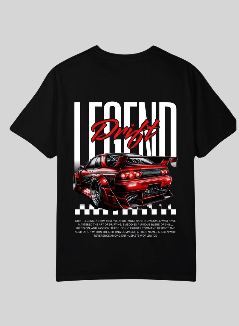 Khamsify Men's Premium Drift Legend JDM Edition T-Shirt - Red Drift Car Racing Graphic Streetwear Tee for Car Enthusiasts. - Image 2