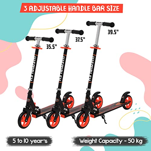 Wembley Kick Scooter for Kids 5+ Years | 2 Wheels Steel Frame Foldable and 3 Adjustable Height | Skating Cycle Kids Scooter 5 to 10, 12 Years Boys Girls - Orange BIS Certified - Capacity 50kg - Image 4