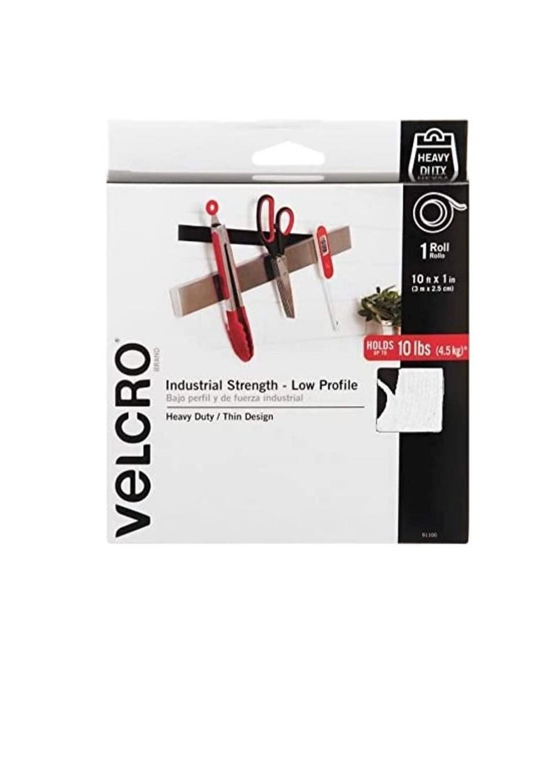 Velcro Velcro Industrial Strength Heavy Duty Stick on Tape White 3 Meter X 1 Inch - Hold Up to 4.5Kg - Image 1
