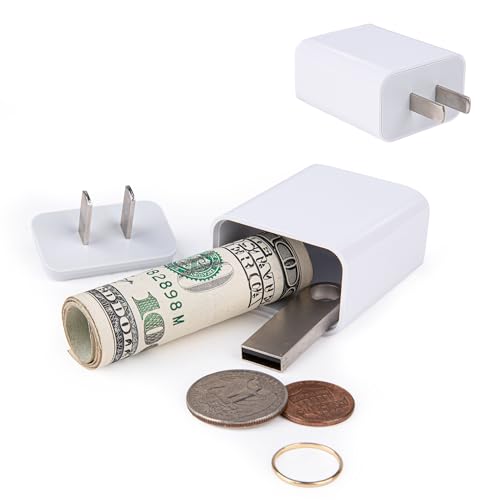 BARGIFTS Plug Storage Realistic Looking Charger with Storage Hiding Places for Valuables Charger Diversion Safe, White - Image 1
