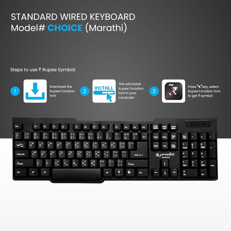 ProDot KB-297rs USB (Marathi) Regional Standard Keyboard (Color: Solid Black) - Image 4