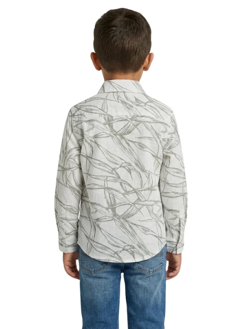 babyqlo Boys Olive Leaf Printed Casual Shirt