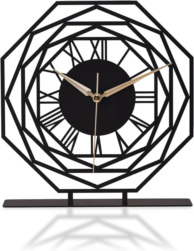 BATTERY OPERATED DESK CLOCK MODERN METAL DESK CLOCK RELOJ DE ESCRITORIO PARA OFICINA PEQUEA Y TRANQUILA JUNTO A LA CAMA DESK METAL CLOCK BLACK REPIDO 20CM