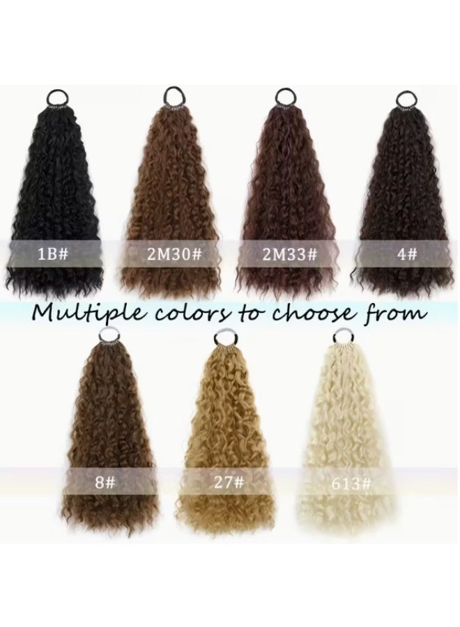 KHAJUL 1 Piece Ponytail Extension, High Temperature Protein Fiber Ponytail Wig, Wavy Ponytail Extension with Detachable Elastic Tie, Long Curly Ponytail for Women and Girls for Daily, Party and Cosplay, Brownish Black - Image 3