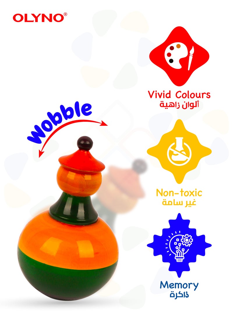 OLYNO Handicrafted Ivory Wooden Crowned Balancing Roly Poly Doll For Developing Curiosity And Fine Motor Skill  - Image 2