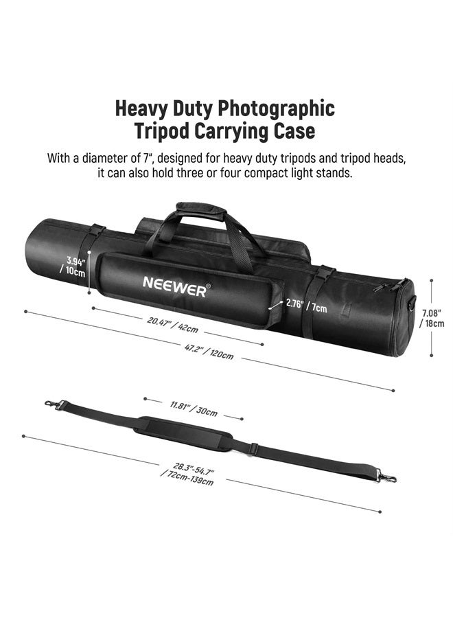 Neewer 47"/1.2m Tripod Carrying Case, Heavy Duty Waterproof Nylon Bag with Handles & Shoulder Straps, Compact Case with Full Length Zippered Closure, External Pocket for Light Stand/Boom Stand/Tripod - Image 4