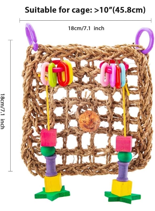 Mumoo Bear Bird Foraging Toy Perch Net - Woven Seagrass Mat Hammock Bird Toy - Image 2