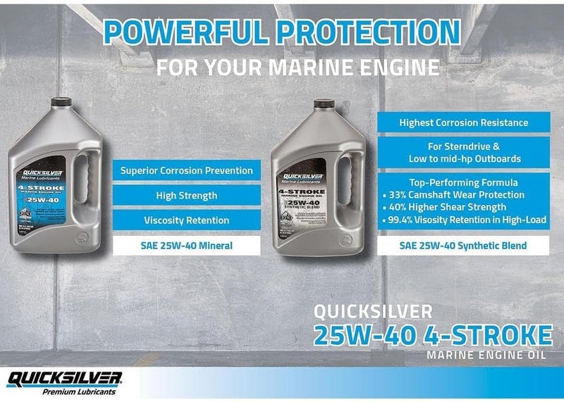 Quicksilver 25W-40 Synthetic Blend Marine Engine Oil - 1 Gallon - Image 3