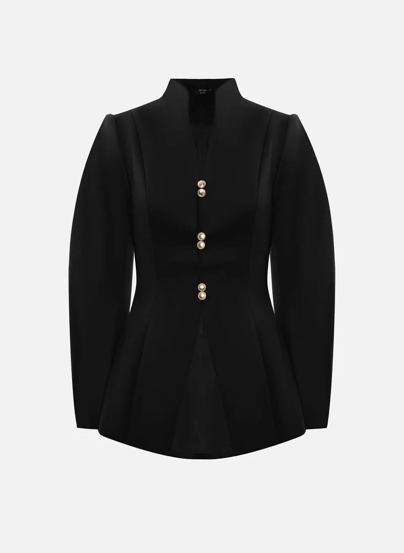 Lichi Fitted jacket with puff sleeves and gold buttons