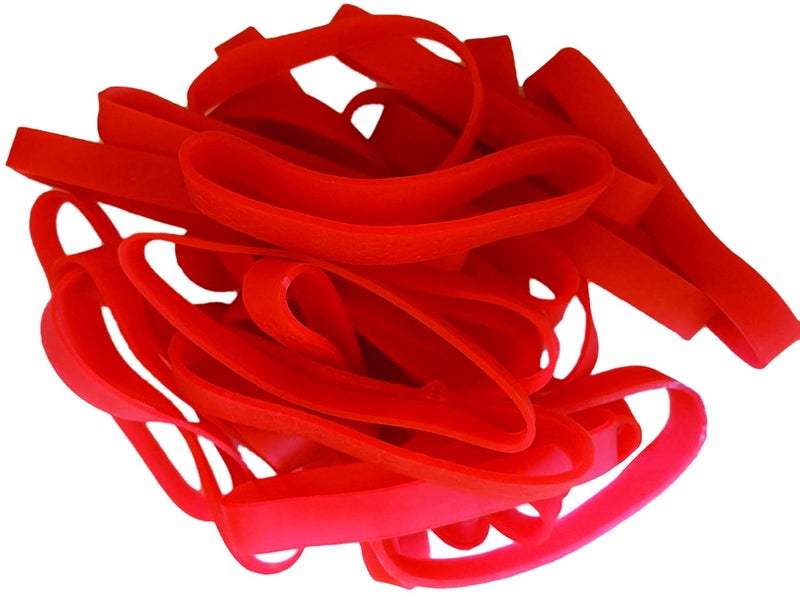 IMPRINT Wide Red Color Nylon Rubber Bands, Big, Large, Heavy Duty and Thick Rubber Bands Pack of 20 - Image 1