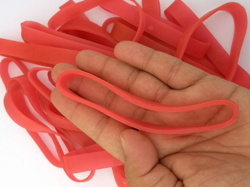 IMPRINT Wide Red Color Nylon Rubber Bands, Big, Large, Heavy Duty and Thick Rubber Bands Pack of 20 - Image 3