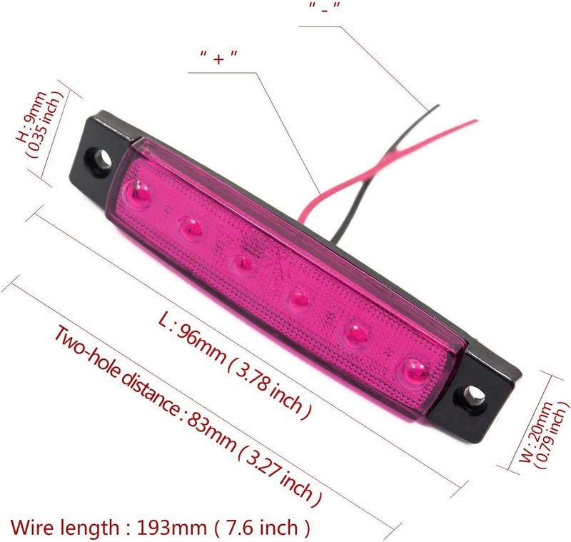 FXC 10x 6 LED Clearence Truck Bus Trailer Side Marker Indicators Light, Waterproof Boat Interior Light, Boat Deck Stern Light 12V(Purple) - Image 5