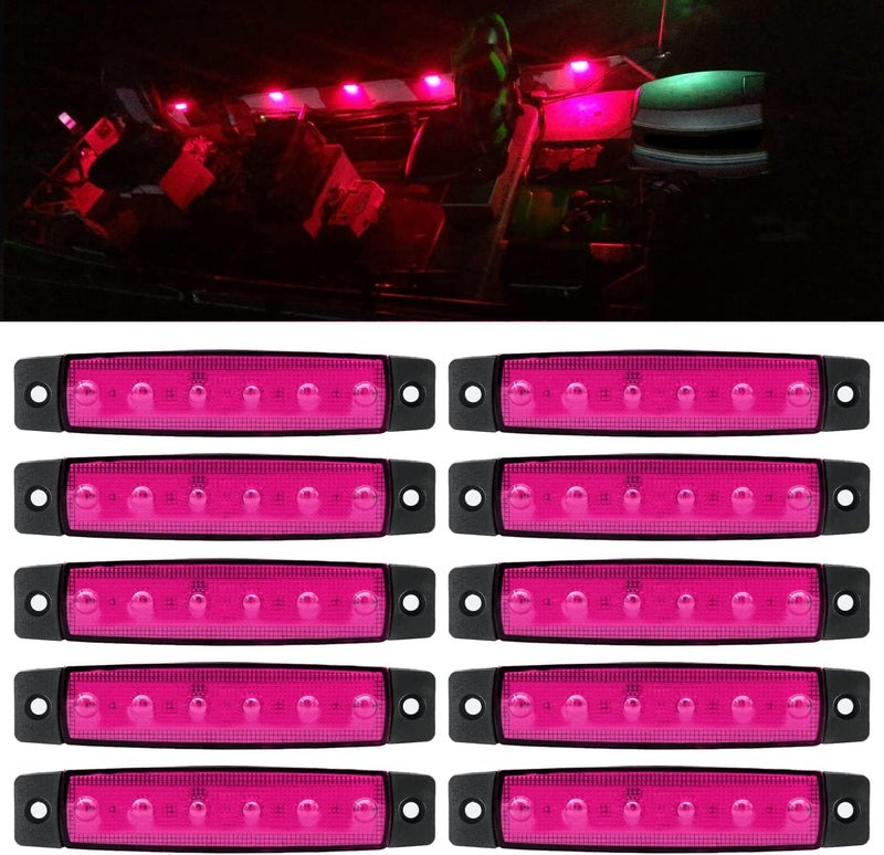 FXC 10x 6 LED Clearence Truck Bus Trailer Side Marker Indicators Light, Waterproof Boat Interior Light, Boat Deck Stern Light 12V(Purple) - Image 1