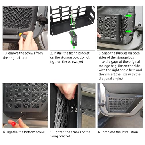 Z8 Metal Front Door Pockets for 2007-2018 Jeep Wrangler JK JKU 2/4 Storage Stainless Steel Door Side Insert Organizer - Image 4