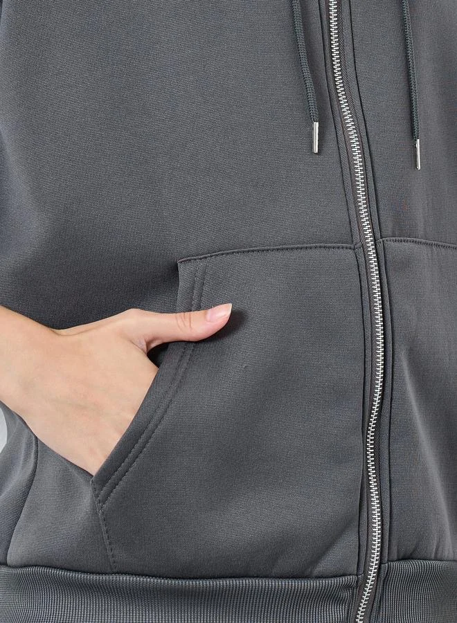 ستايلي هودي سادة واسع بجيوب امامية