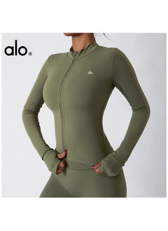 ALO Yoga Sport Jacket for Running, Fitness, Training, Long Sleeve, Fast-Drying, Suitable for Autumn/Winter, Tight-Fitting, Workout, Long Sleeve Training Top