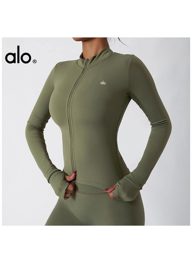 alo - ALO Yoga Sport Jacket for Running, Fitness, Training, Long Sleeve, Fast-Drying, Suitable for Autumn/Winter, Tight-Fitting, Workout, Long Sleeve Training Top - Image 1