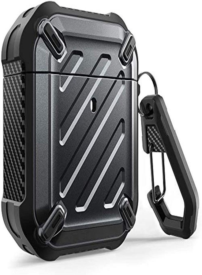 SUPCASE Unicorn Beetle Pro Series Case Designed for Airpods 1 & 2, Full-Body Rugged Protective Case with Carabiner for Apple Airpods 1st & 2nd (Black) - Image 1