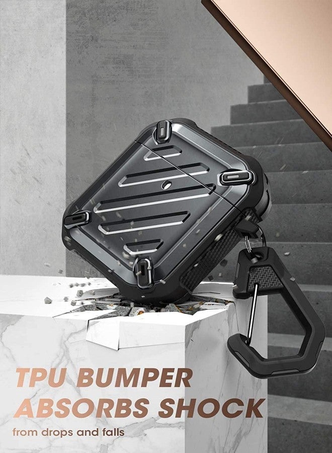 SUPCASE Unicorn Beetle Pro Series Case Designed for Airpods 1 & 2, Full-Body Rugged Protective Case with Carabiner for Apple Airpods 1st & 2nd (Black) - Image 2