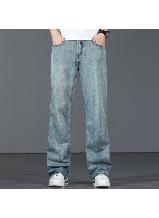 FOLUNSI Loose Fit】straight Leg Jeans For Men - Retro Washed Wide Leg Casual Pants, Trendy Relaxed Trousers - Image 3