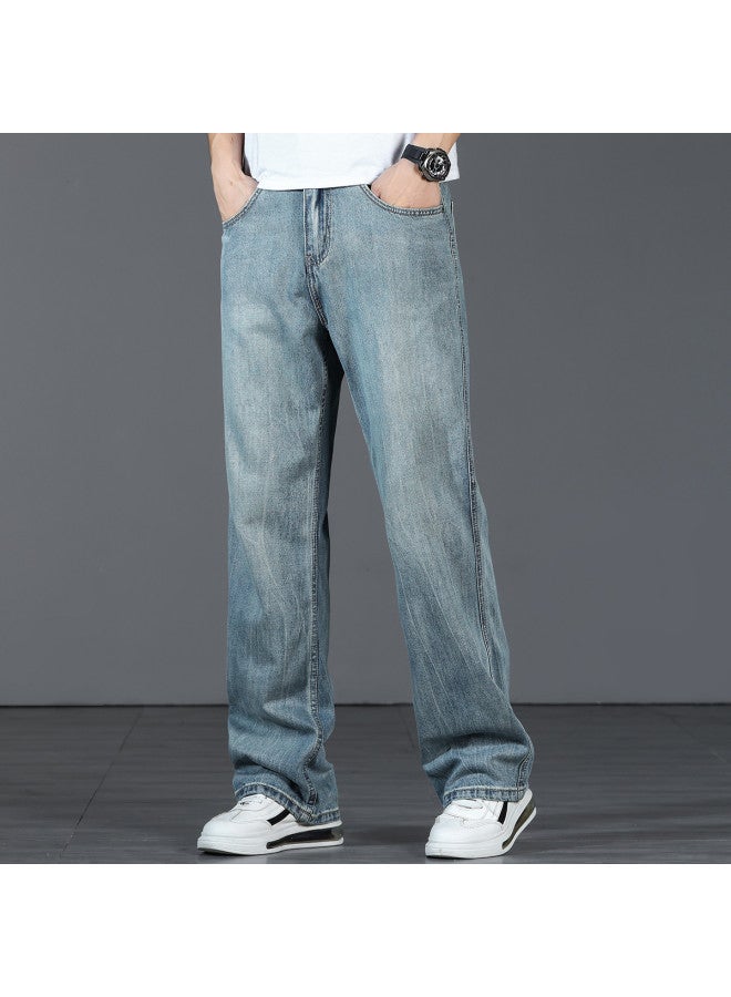 FOLUNSI Loose Fit】straight Leg Jeans For Men - Retro Washed Wide Leg Casual Pants, Trendy Relaxed Trousers - Image 4