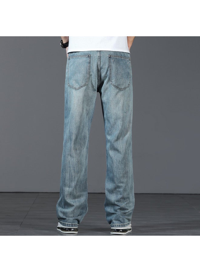 FOLUNSI Loose Fit】straight Leg Jeans For Men - Retro Washed Wide Leg Casual Pants, Trendy Relaxed Trousers - Image 5