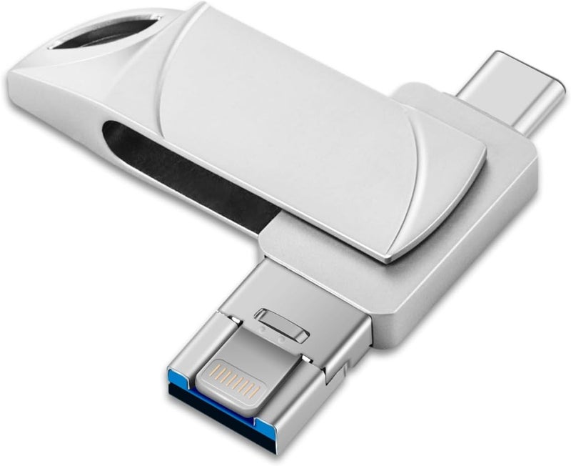 LINJIE 1TB Usb 3.0 Flash Drive, 3-In-1 Memory Storage Drive Compatible, Photo Storage Memory Stick External Storage Compatible,Compatible With Iphone, Android, Laptops & Tablets.(Silver) - Image 1