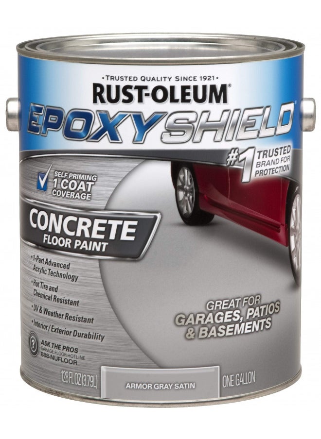 RUST-OLEUM - RUST-OLEUM 225359 Epoxy Shield Gray Base Single Part 1-Gallon Armor Concrete Floor Acrylic Paint, 1 gal,, 128 Fl Oz (Pack of 1) - Image 1