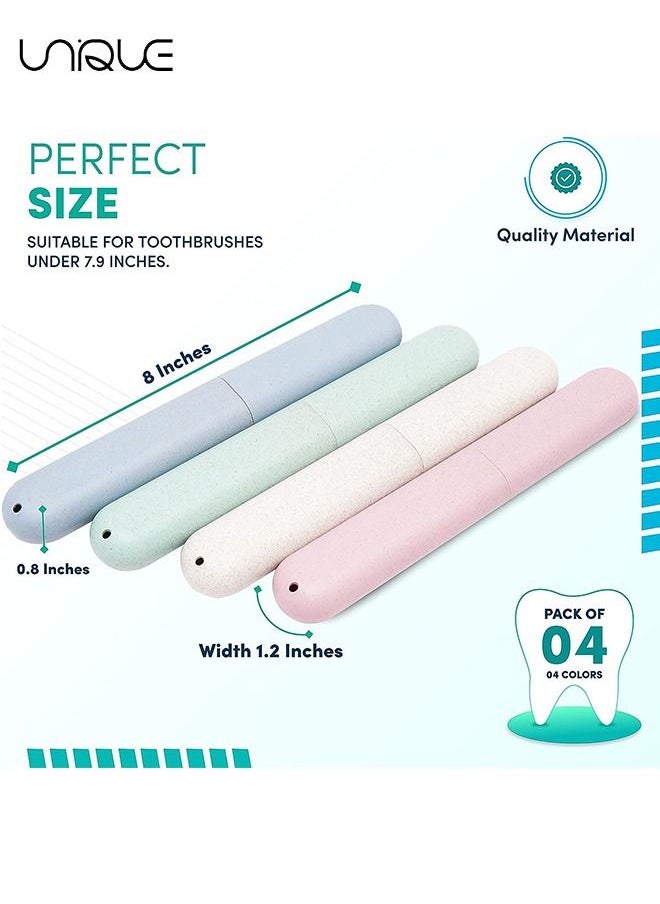 Unique 4-Piece Travel Toothbrush Case, Portable Breathable Plastic Toothbrush Holder for Travel Camping School Home  - Image 3