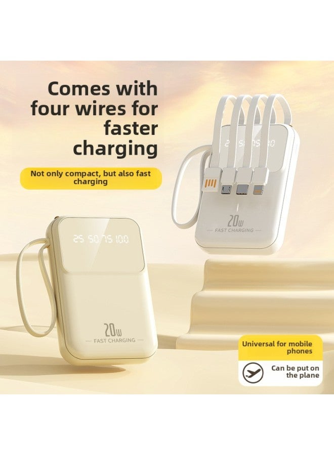 Loquat Charging Treasure Fast Charging Belt Line Large Capacity 20000 MAh Portable Mini Mobile Power Gift Printed Logo-Color:Black-Power Supply Capacity:20000 MA  - Image 2