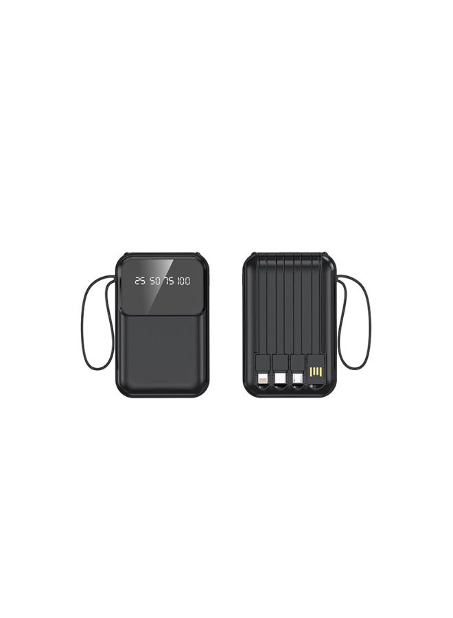 Loquat Charging Treasure Fast Charging Belt Line Large Capacity 20000 MAh Portable Mini Mobile Power Gift Printed Logo-Color:Black-Power Supply Capacity:20000 MA  - Image 1