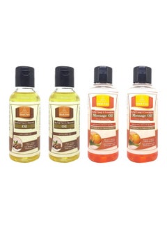 Khadi Pure Sweet Almond (Small) & Orange Lemongrass Sls Massage Oil, 210 Ml (Pack Of 4)  - Image 1
