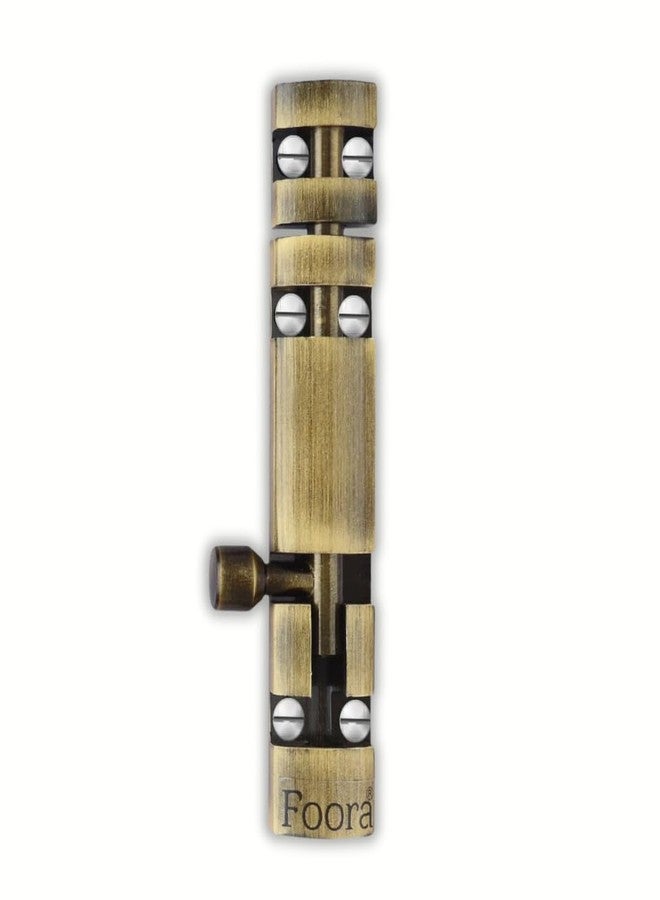 Foora 4 Inch Tower Bolt | Antique Finish | Aluminium Body with Stainless Steel Rod | Heavy Duty Door & Window Safety Latch | Surface Mounted
