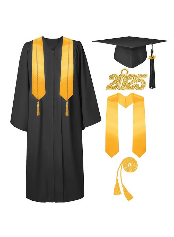 Loquat Middle High School College Graduation Gown Robe With Cap Black