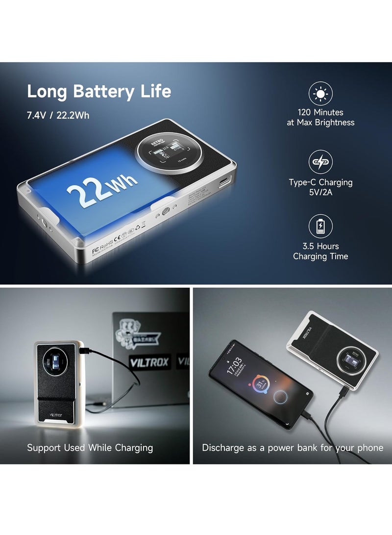 Barakah 12W RGB Camera Light, Portable Photography Lighting, RGB LED Video Light with App Control, Supports Used While Charging, Dimmable Panel Lamp, CRI97+/26 Scenes/2500K-8500K Mini On Camera Light - Image 5