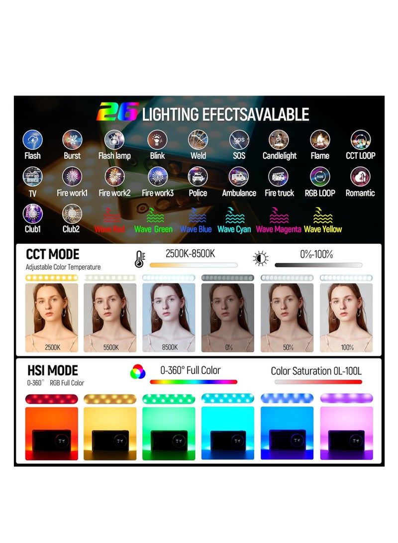 Barakah 12W RGB Camera Light, Portable Photography Lighting, RGB LED Video Light with App Control, Supports Used While Charging, Dimmable Panel Lamp, CRI97+/26 Scenes/2500K-8500K Mini On Camera Light - Image 3